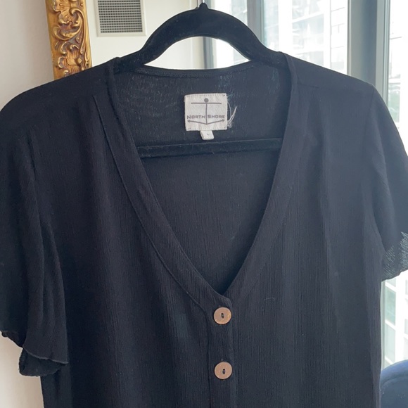 Black button down T-shirt dress size LG - Picture 2 of 2